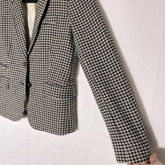 J. Crew Factory Black Cream Wool Blend Houndstooth Blazer 2 - Picture 7 of 13